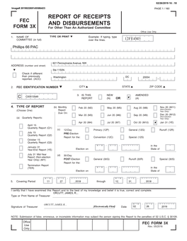 Fec Form 3X Report of Receipts and Disbursements