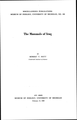 The Mammals of Iraq