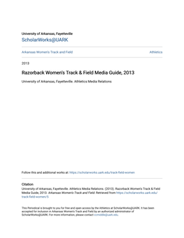 Razorback Women's Track & Field Media Guide, 2013