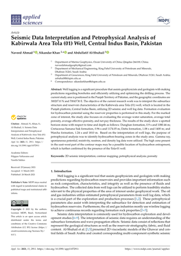 Seismic Data Interpretation and Petrophysical Analysis of Kabirwala Area Tola (01) Well, Central Indus Basin, Pakistan