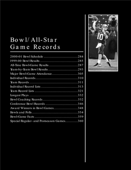 NCAA Football Bowl All-Star Game Records