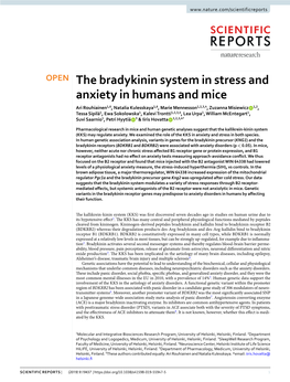 The Bradykinin System in Stress and Anxiety in Humans and Mice