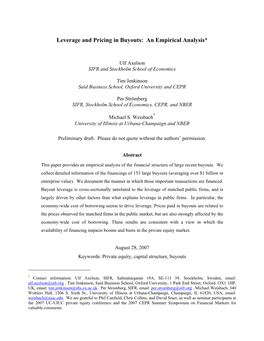 What Do Private Equity Transactions Tell Us About Optimal Capital Structure