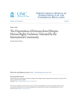 The Deportation of Eritreans from Ethiopia: Human Rights Violations Tolerated by the International Community, 24 N.C