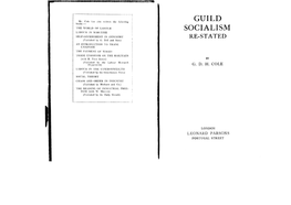 Guild Socialism in the Sense That It Would Be Accepted by All, Or by a Majority Of, Guild Socialists