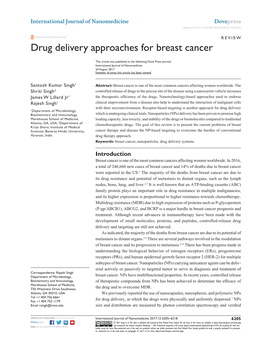 Drug Delivery Approaches for Breast Cancer