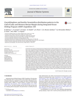 Coccolithophore and Benthic Foraminifera Distribution Patterns In