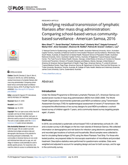 Identifying Residual Transmission of Lymphatic