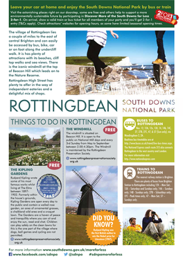 Rottingdean Lies a Couple of Miles to the East of Central Brighton and Can Easily Be Accessed by Bus, Bike, Car Or on Foot Along the Undercliff Walk