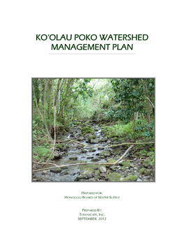Ko'olau Poko Watershed Management Plan C-1 Appendix C - O'ahu Water Use Permit Index