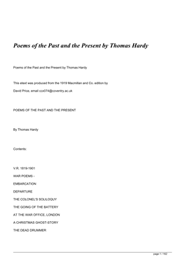 Poems of the Past and the Present by Thomas Hardy