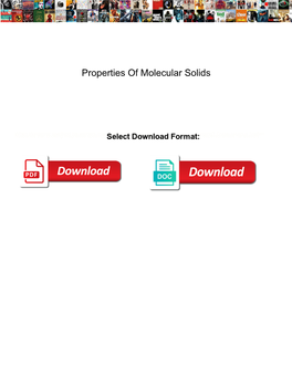 Properties of Molecular Solids