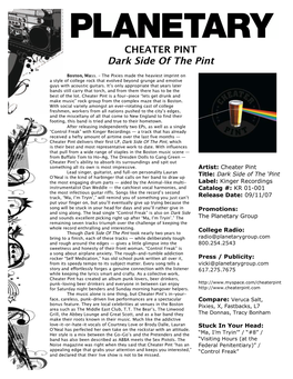 Cheater Pint One Sheet December 2007