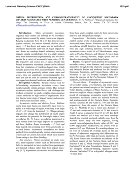 Origin, Distribution, and Chronostratigraphy of Asymmetric Secondary Craters Associated with Nearside Lunar Basins