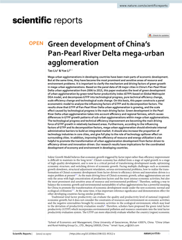 Green Development of China's Pan-Pearl River Delta Mega-Urban