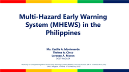 Multi-Hazard Early Warning System (MHEWS) in the Philippines