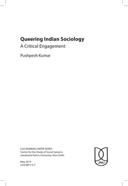 Queering Indian Sociology a Critical Engagement