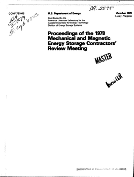 Proceedings of the 1978 Mechanical and Magnetic Energy Storage Contractors' Review Meeting