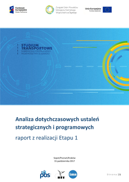 Analiza Dotychczasowych Ustaleń Strategicznych I Programowych Raport Z Realizacji Etapu 1