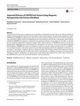 Improved Delivery of CRISPR/Cas9 System Using Magnetic Nanoparticles Into Porcine Fibroblast