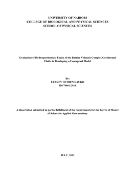 Evaluation of Hydrogeochemical Facies of the Barrier Volcanic Complex Geothermal Fluids in Developing a Conceptual Model