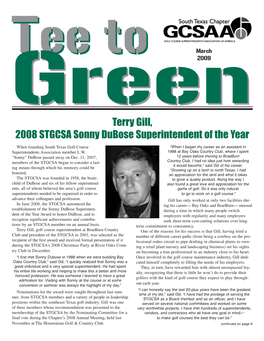 Terry Gill, 2008 STGCSA Sonny Dubose Superintendent of the Year