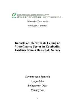 Impacts of Interest Rate Ceiling on Microfinance Sector in Cambodia: Evidence from a Household Survey