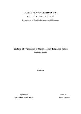 Analysis of Translation of Sleepy Hollow Television Series Bachelor Thesis