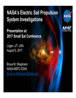 NASA's Electric Sail Propulsion System Investigations