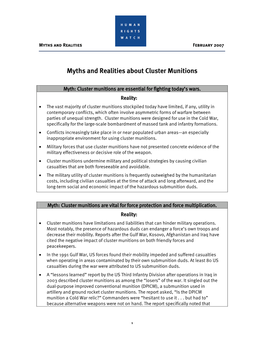 Myths and Realities About Cluster Munitions