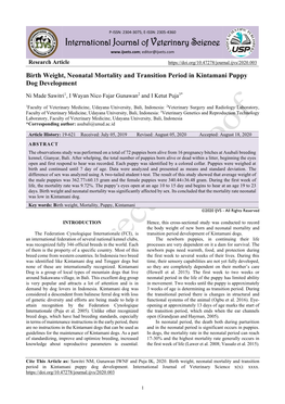 International Journal of Veterinary Science Editor@Ijvets.Com