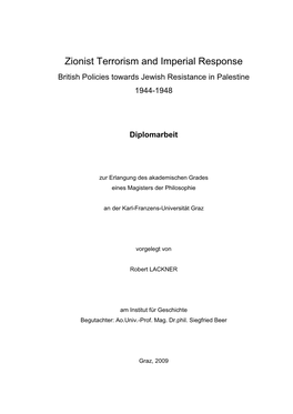 British Policies Towards Jewish Resistance in Palestine 1944-1948
