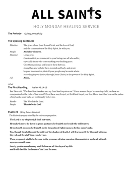 Holy Monday Healing Service