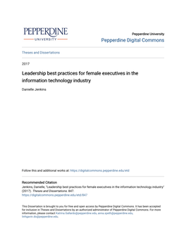 Leadership Best Practices for Female Executives in the Information Technology Industry