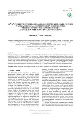 14Th–16Th-Century Danube Floods and Long-Term Waterlevel Changes In