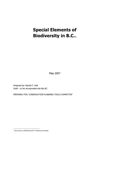 Special Elements of Biodiversity in BC