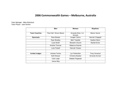 2006 Commonwealth Games – Melbourne, Australia