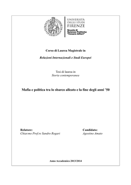 Mafia E Politica Tra Lo Sbarco Alleato E La Fine Degli Anni ’50