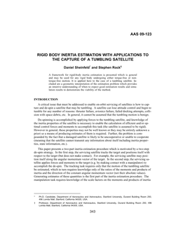 Aas 09-123 Rigid Body in Er Tia Es Ti Ma Tion with Ap Pli Ca Tions to the Cap