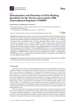 Determination and Dissection of DNA-Binding Specificity for The