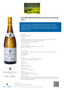 BATARD-MONTRACHET Grand Cru Domaine 2012 | 28EI0E | Vin