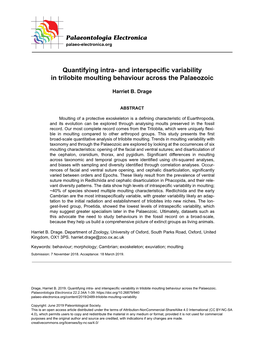 Quantifying Intra-And Interspecific Variability in Trilobite Moulting