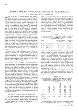 Obesity: Overnutrition Or Disease of Metabolism? A