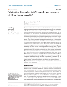 Publication Bias: What Is It? How Do We Measure It? How Do We Avoid It?