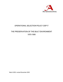 OSP17: Preservation of the Built Environment 1970-1999 (PDF, 0.67