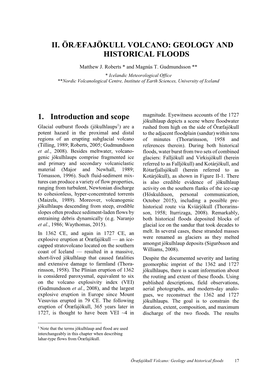 Chapter II. Öræfajökull Volcano: Geology and Historical Floods