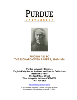 Finding Aid to the Richard Owen Papers, 1866-1878