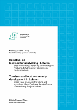 Reiselivs- Og Lokalsamfunnsutvikling I Lofoten Tourism