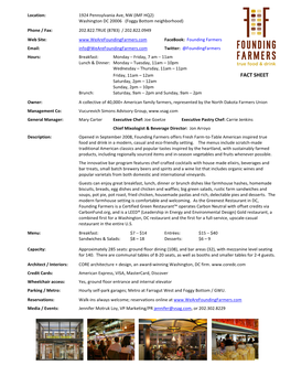 Founding Farmers Fact Sheet