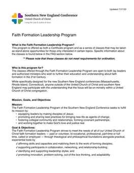 Faith Formation Leadership Program